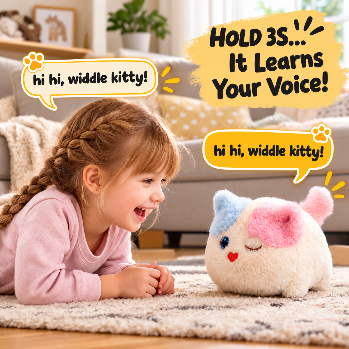 Interactive Fluffy Cat Plush Toy